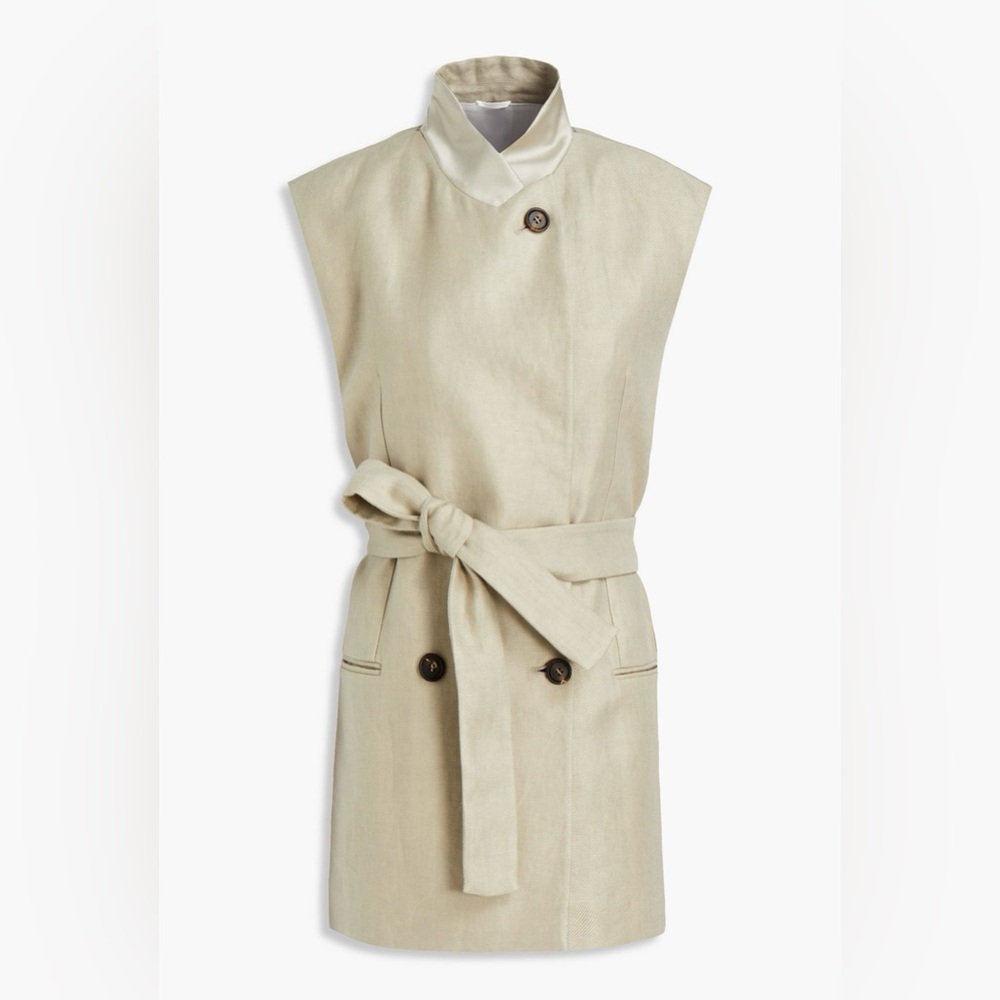 BRUNELLO CUCINELLI Double-breasted linen-twill vest
